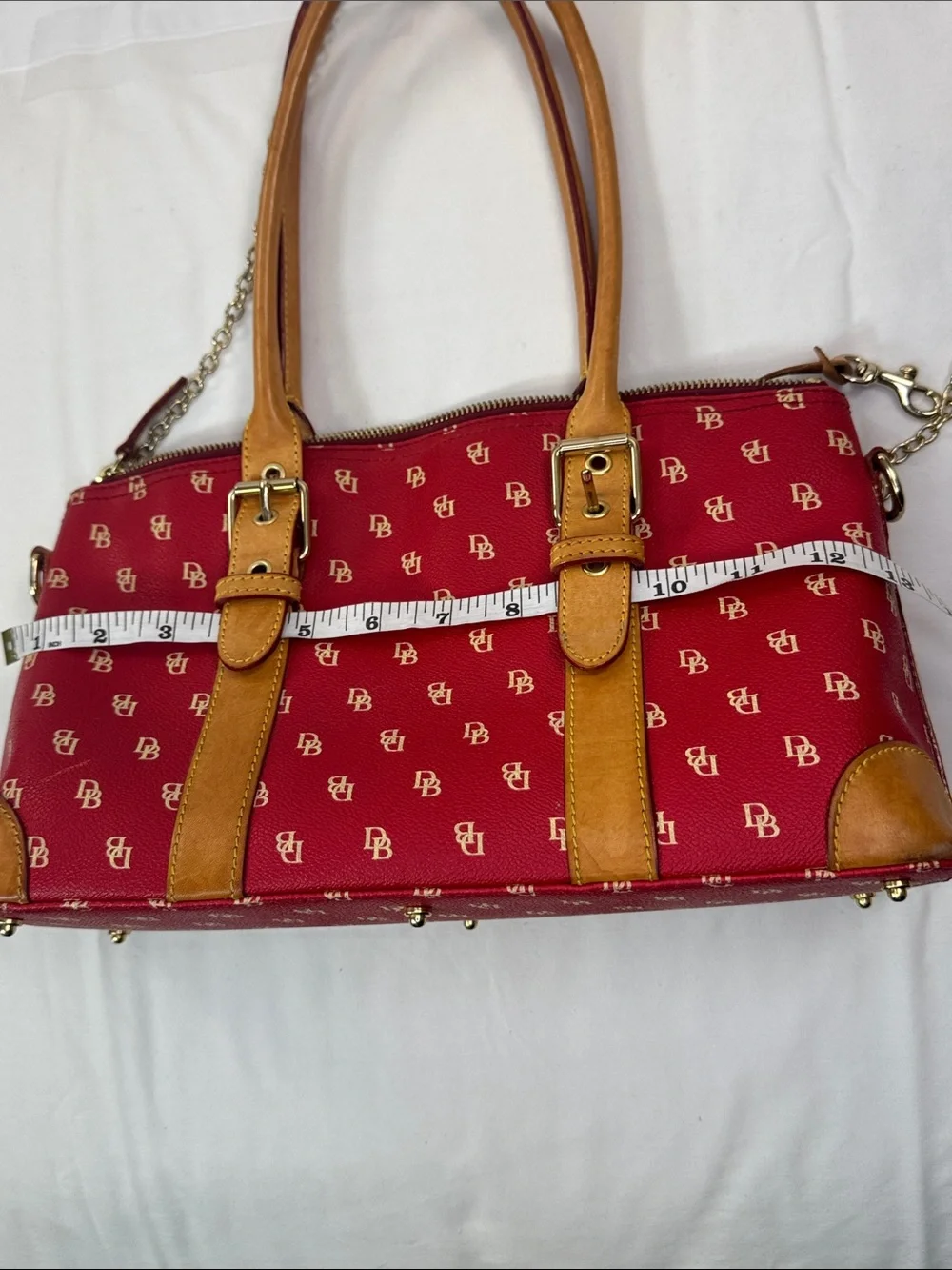 Dooney & Bourke Red Monogram Domed Satchel‎ Bag